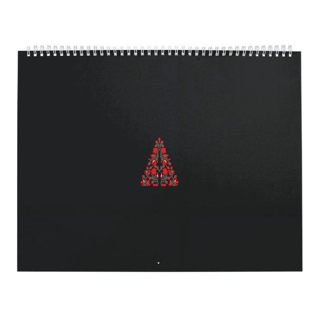 Calendário um cachecol vermelho e bege com uma fotografia de  (Capa)