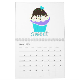 Calendário Um cheio do copo da doçura