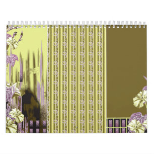 Calendário Um conjunto de quatro diferentes motivos florais c