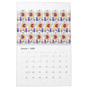 Calendário Um design vibrante com creme amarelo e laranja