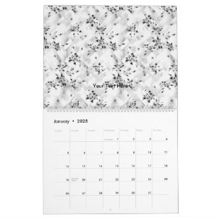 Calendário Um elegante design preto e branco cheio de estilo