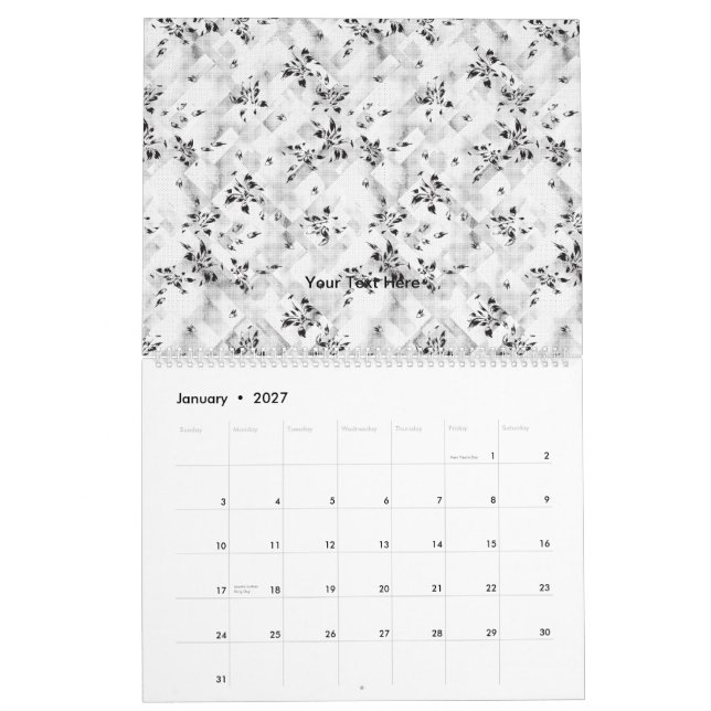 Calendário Um elegante design preto e branco cheio de estilo (Jan 2027)