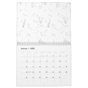 Calendário Um esboço minimalista de uma linha branca retrata
