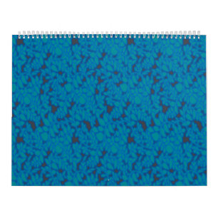 Calendário um fundo azul e preto com um padrão