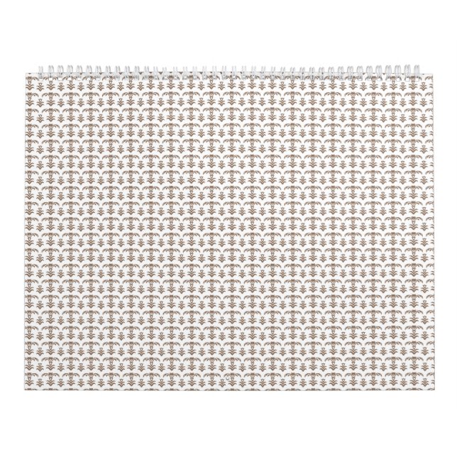 Calendário um fundo branco com um padrão castanho (Capa)