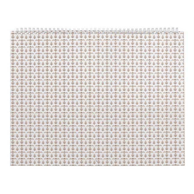 Calendário um fundo branco com um padrão castanho (Capa)