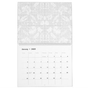 Calendário Um fundo branco mostrando um arranjo divertido