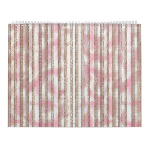 Calendário um fundo listrado rosa e branco