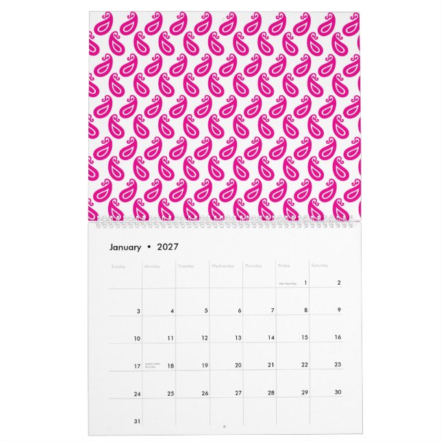 Calendário um fundo rosa e branco com um padrão (Jan 2027)