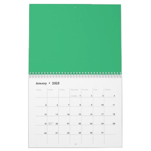 Calendário um fundo verde com borda branca