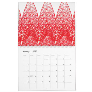 Calendário um fundo vermelho e branco com muitos pontos