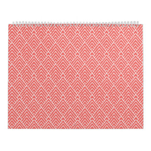 Calendário um fundo vermelho e branco com um padrão