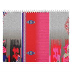 Calendário Um lenço vermelho e azul com um padrão decorativo