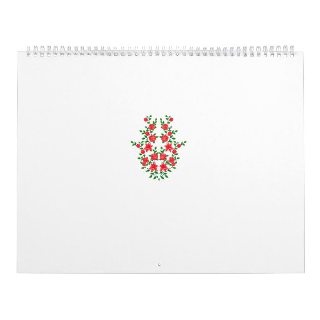 Calendário um monte de flores vermelhas num fundo branco (Capa)