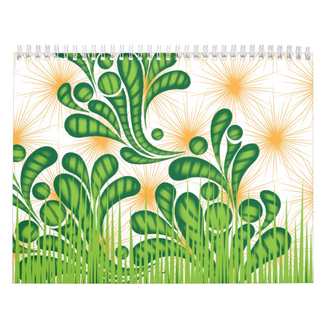 Calendário Um padrão artístico verde e dourado representando  (Capa)