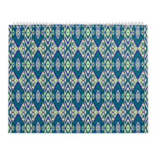 Calendário um padrão azul e verde com fundo branco