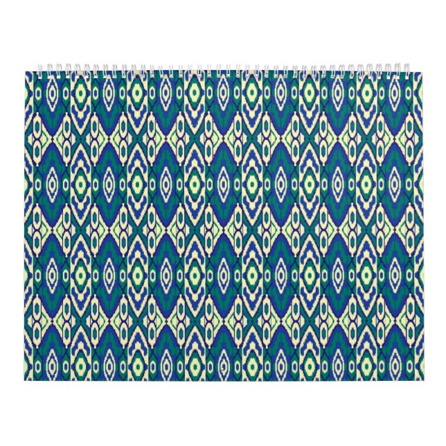 Calendário um padrão azul e verde com fundo branco (Capa)
