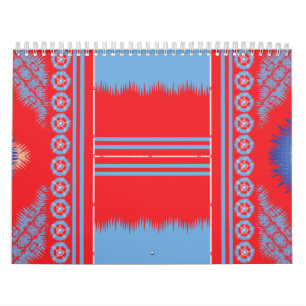 Calendário Um padrão impressionante de vermelho e azul, elega