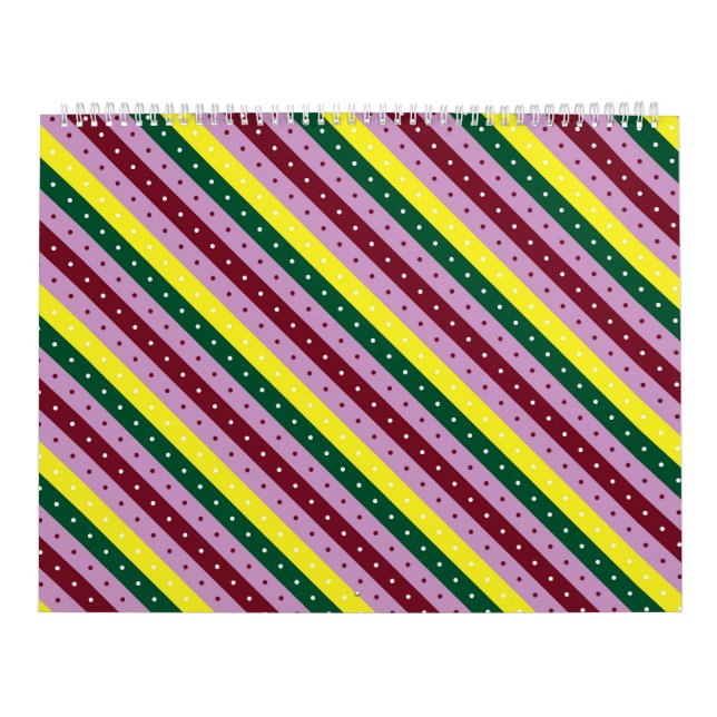 Calendário um padrão listrado multicolorido com pontos (Capa)