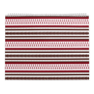 Calendário um padrão listrado vermelho e branco