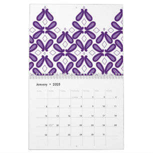 Calendário Um padrão simétrico com m branco e roxo