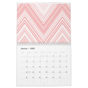 Calendário Um padrão simétrico, com um tom vermelho e rosa