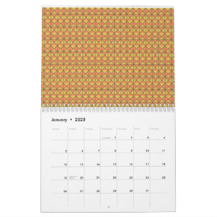 Calendário Um padrão simétrico laranja, amarelo e castanho w