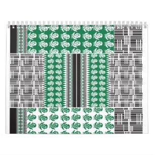Calendário Um padrão verde e preto visualmente atraente, acen