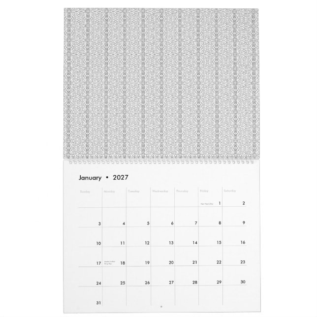 Calendário um papel de parede branco e cinza com um padrão (Jan 2027)