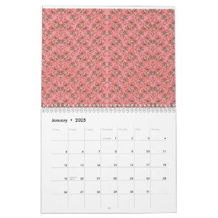 Calendário Um tapete com um tom vermelho e rosa apresenta uma