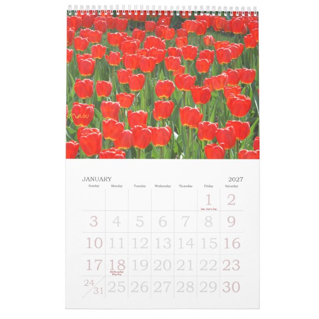 Calendário um toque do vermelho para 2013 (Jan 2027)