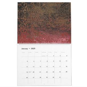 Calendário uma pintura vermelha e preta com fundo vermelho