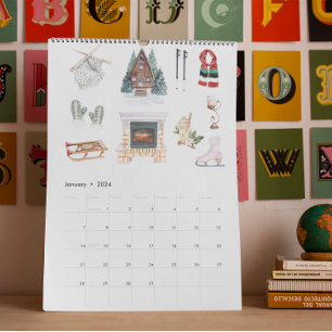 Calendário Uma Vida Hygge Ilustrações em Aquarela