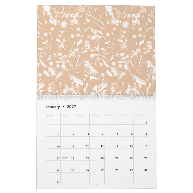 Calendário Uma visão de perto de uma parede texturizada com p (Jan 2027)