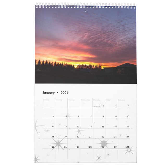 Calendário Uma vista da região dos lagos finger (Jan 2026)