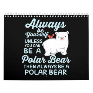 Calendário Urso De Gelo Bonito Um Urso Polar Para Trás