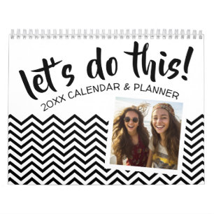 Calendário Vamos faz isso - Planilha com metas e 2 fotos