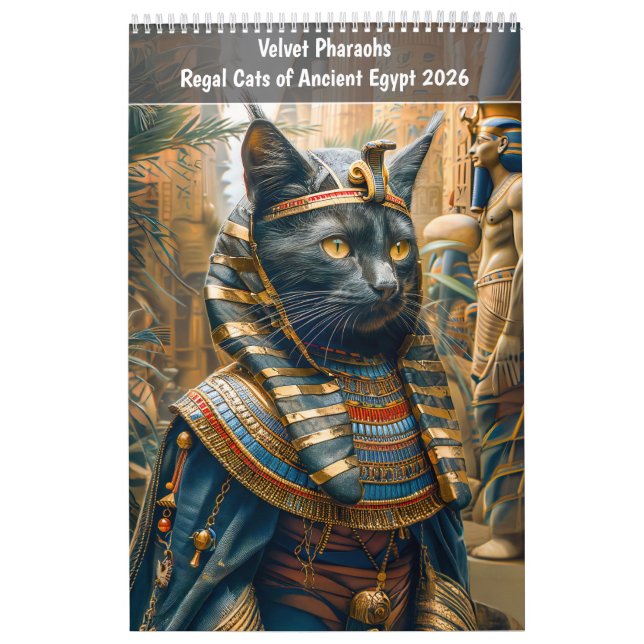 Calendário Velvet Pharaohs – Regal Cats of Ancient Egypt 2026 (Capa)