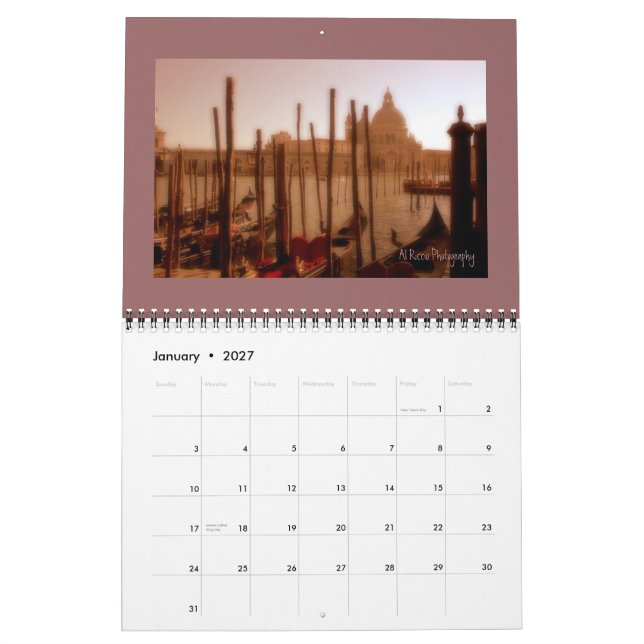 Calendário Veneza, Itália (Jan 2027)