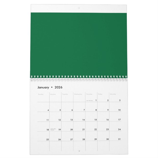 Calendário verde, azure, aqua, azul elétrico, fonte, padrão, (Jan 2026)