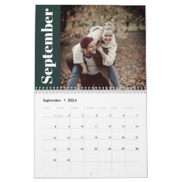 Calendário Verde de Fotografia Personalizada da Família 2024 