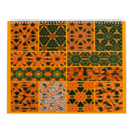 Calendário Verde e Laranja Dahlia