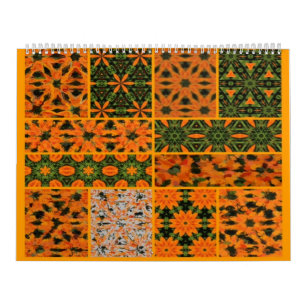 Calendário Verde e Laranja Dahlia