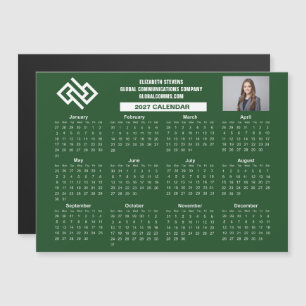 Calendário Verde Empresarial 2027 Ímã Personalizad