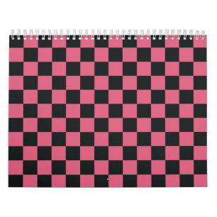 Calendário Verificador de Check-in de Padrões Rosa e Preto