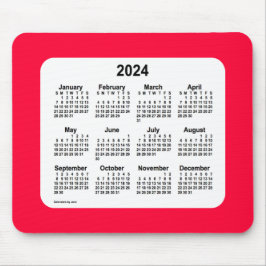 Calendário Vermelho Cherry 2024 por Janz Mouse Pad