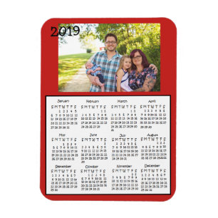 Calendário vermelho personalizado 2018 do ímã d