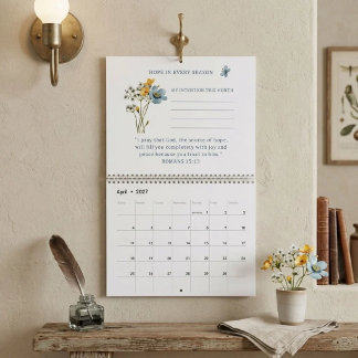Calendário Versículo da Bíblia de 2027 com Flor Silvestre de 