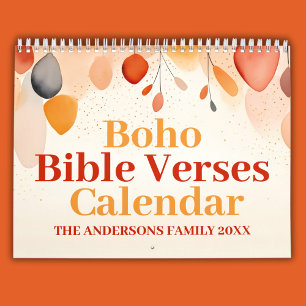 Calendário Versículos Bíblicos Cristãos Inspiradores Boho 202