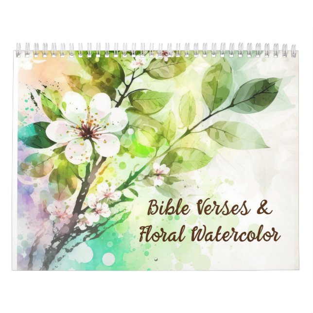 Calendário Versos bíblias e Aquarelas Florais Cristãos (Capa)